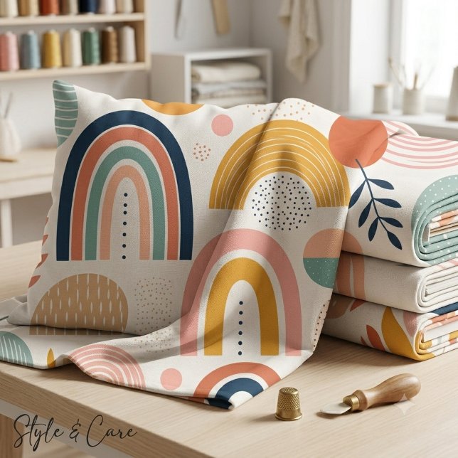 Pastell Prism Böjd Abstrakt Ytmönster Stilfull Tyg (Pastel Prism Arc Abstract Surface Pattern Stylish Fabric)