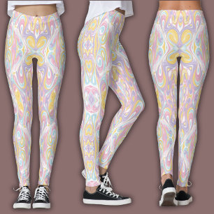 Pastell Psykedelisk Mönster   Groovy Flytande Marm Leggings