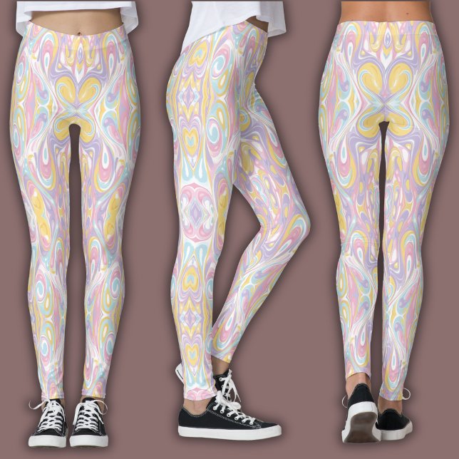Pastell Psykedelisk Mönster | Groovy Flytande Marm Leggings (Skapare uppladdad)