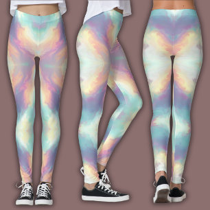 Pastell Psykedelisk Mönster Iriserande Nebulosa Leggings