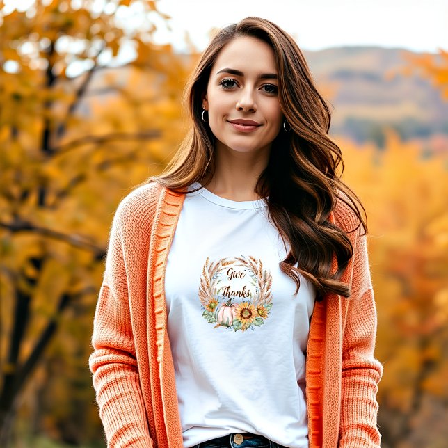 Pastell pumpa blommande anpassad höst t shirt (Skapare uppladdad)