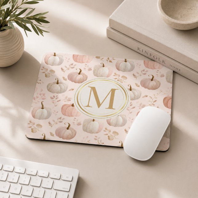 Pastell Pumpa Monogram – Personlig Initial Musmatta (Skapare uppladdad)
