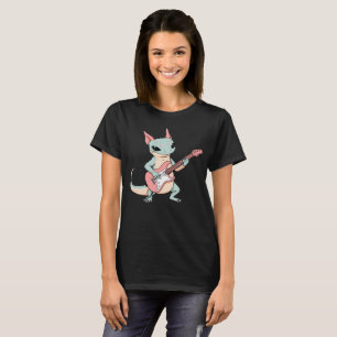 Pastell Punk Rock Axolotl Gitarrspelare Mjuk Grung T Shirt