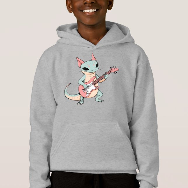 Pastell Punk Rock Axolotl Gitarrspelare Mjuk Grung T Shirt (Framsida)