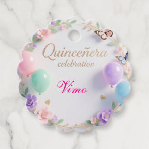 Pastell Quinceañera presentkort med fjäril Gåvor Etiketter