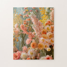 Pastell Ranunculus, Freesia och Dahlia Buketter Pussel