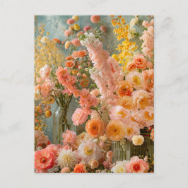 Pastell Ranunculus, Freesia och Dahlia Buketter Vykort