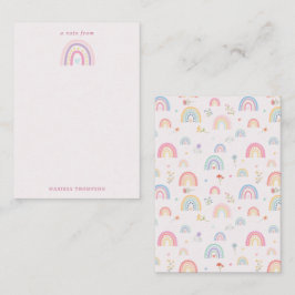 Pastell Regnbågar Girliga Vildblommor & Hjärtan Anteckningskort