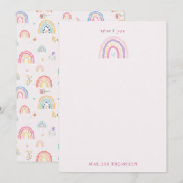 Pastell Regnbågar Girliga Vildblommor & Hjärtan Tack Kort