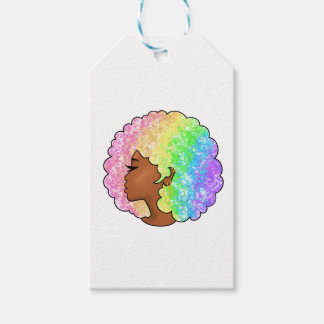 Pastell Regnbåge Afro Porträtt Groovy Retro Lockig Presentetikett