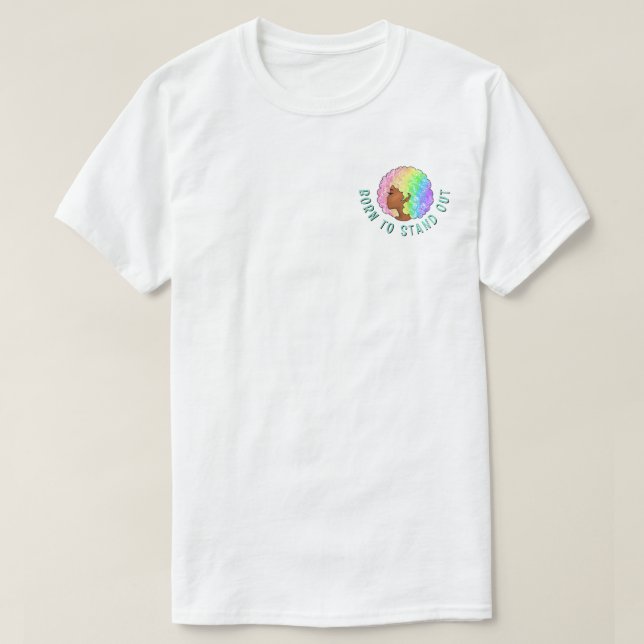 Pastell Regnbåge Afro Porträtt Groovy Retro Lockig T Shirt (Design framsida)