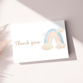 Pastell Regnbåge Baby Shower Moln Stjärna Meddelan Tack Kort