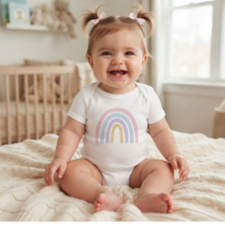 Pastell Regnbåge Babyflicka Kroppsoverall | Söt Mi T Shirt