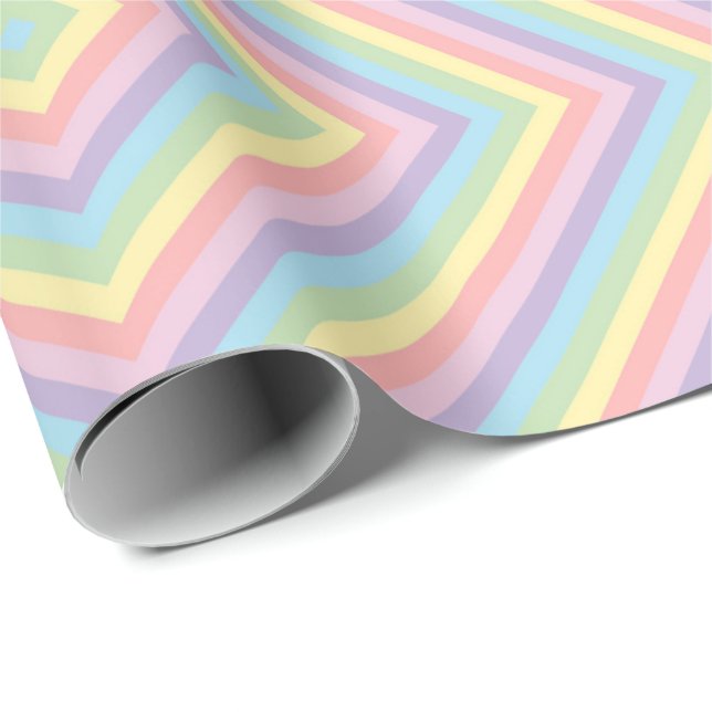 Pastell Regnbåge Chevron Randigt Presentpapper (Rullad Hörn)