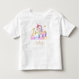 Pastell Regnbåge Enhörning 1-års T-shirt Flickor
