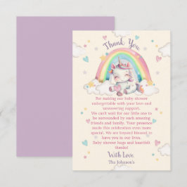 Pastell Regnbåge Enhörning Baby Shower Tack Kort