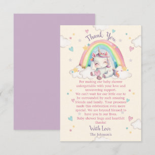 Pastell Regnbåge Enhörning Baby Shower Tack Kort
