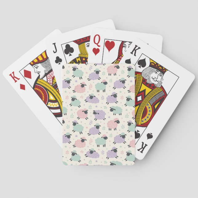 Pastell Regnbåge Får Mönster Casinokort (Baksidan)