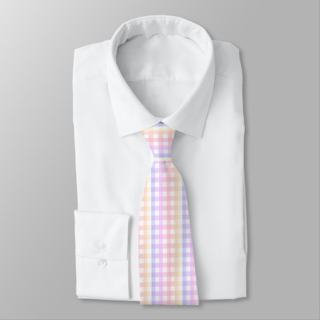 Pastell Regnbåge Gingham  Slips (Bunden)