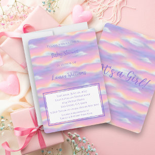 Pastell Regnbåge Himmel Baby Shower Inbjudningar
