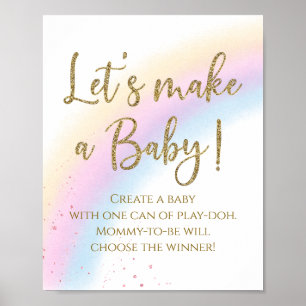 Pastell Regnbåge Låt Oss Göra En Baby Baby Shower Poster