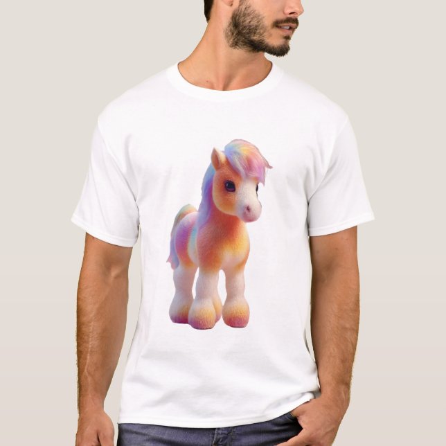 Pastell Regnbåge Magi Häst Illustration Män T Shirt (Framsida)