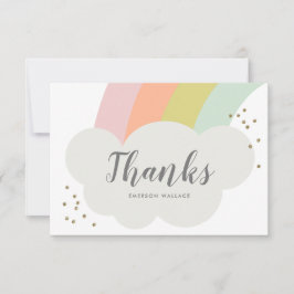 Pastell Regnbåge Moln Söt Barn Tack Kort