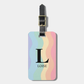 Pastell Regnbåge Monogram Resväskemärke Bagagebricka