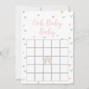 Pastell Regnbåge och Hjärtan Baby Shower Bingo Kor Inbjudningar