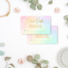 Pastell regnbåge ombre baby shower blöja lotteri tilläggskort