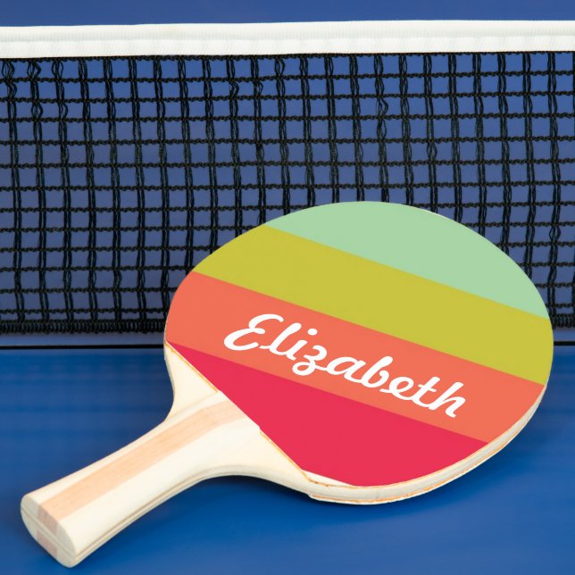Pastell Regnbåge Personligt Namn Pingisracket (Insitu)