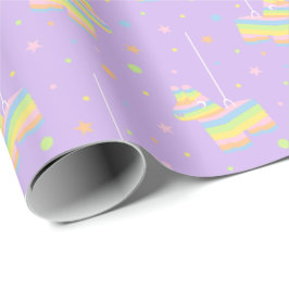 Pastell Regnbåge Pinata Födelsedagsmönster Presentpapper