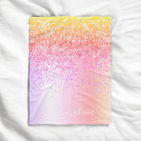Pastell Regnbåge Rosa Guld Lila Glitter Monogram