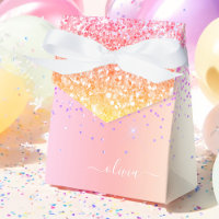 Pastell Regnbåge Rosa Guld Lila Glitter Monogram