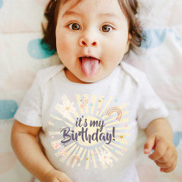 Pastell Regnbåge Sol Det är min Födelsedags Tjej T Shirt