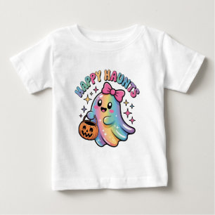 Pastell Regnbåge Spök T-Shirt – Kawaii Halloween
