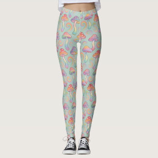 Pastell Regnbåge Svamp Mönster Leggings