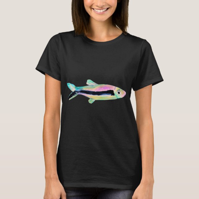 Pastell Regnbåge Tetra Fisk T Shirt (Framsida)