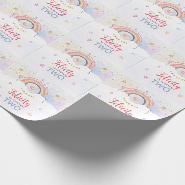 Pastell Regnbåge Tie Dye Födelsedag Presentpapper (Hörn)