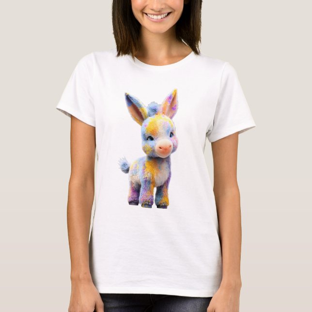 Pastell Regnbåge Vattenfärg Bebis Åsna Kvinnor T Shirt (Framsida)