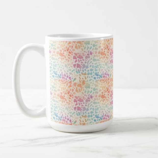 Pastell Regnbåge Vattenfärg Leopardtryck Kaffemugg (Vänster)