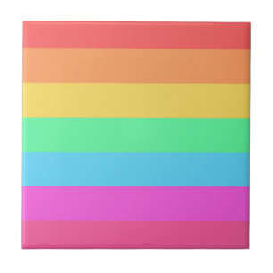 Pastell Regnbågsfärger Ränder Design Kakelplatta
