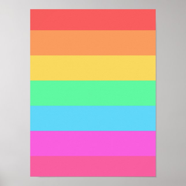 Pastell Regnbågsfärger Ränder Design  Poster (Framsidan)