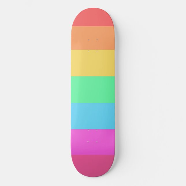 Pastell Regnbågsfärger Randigt Mönster  Mini Skateboard Bräda 18,5 Cm (Framsida)