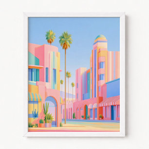 Pastell Regnbågsränder Los Angeles Nostalgi Poster