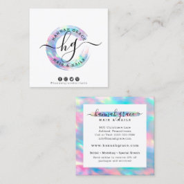 Pastell Regnbågsswash-logotyp Hår Naglar Sociala m Fyrkantigt Visitkort