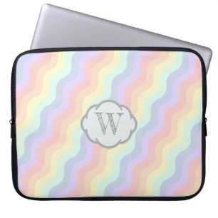 Pastell Regnbågsvågor Datorslida Laptop Fodral