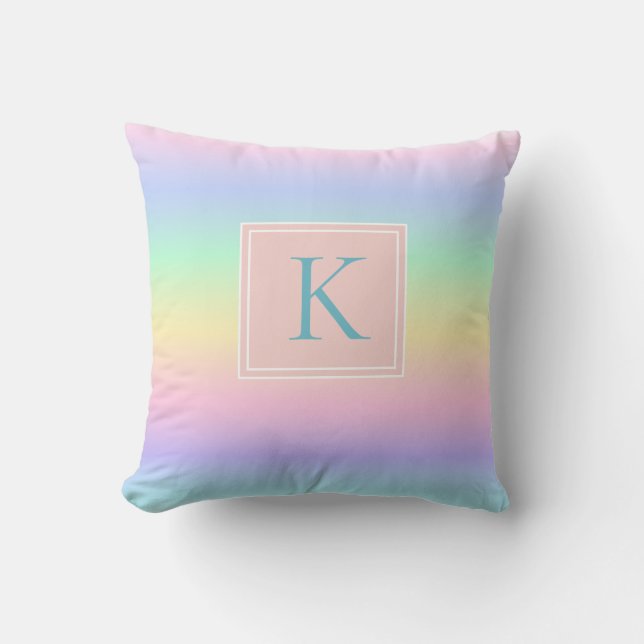 Pastell Regnbogsflickans Initiala Kudd Kudde (Framsida)