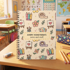 Pastell Retro Back to School-mönster Anteckningsbok