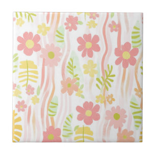 Pastell Retro Blommig (3) Kakelplatta